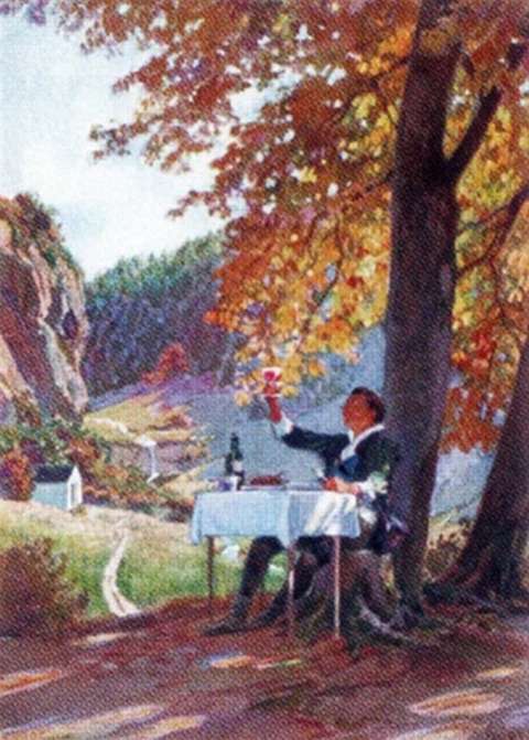 magic-table-golden-donkey-club-in-sack-postcard-paul-hey