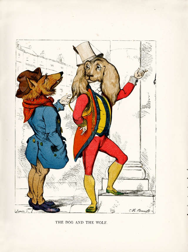 charles-henry-bennett-illustration-the-dog-and-the-wolf