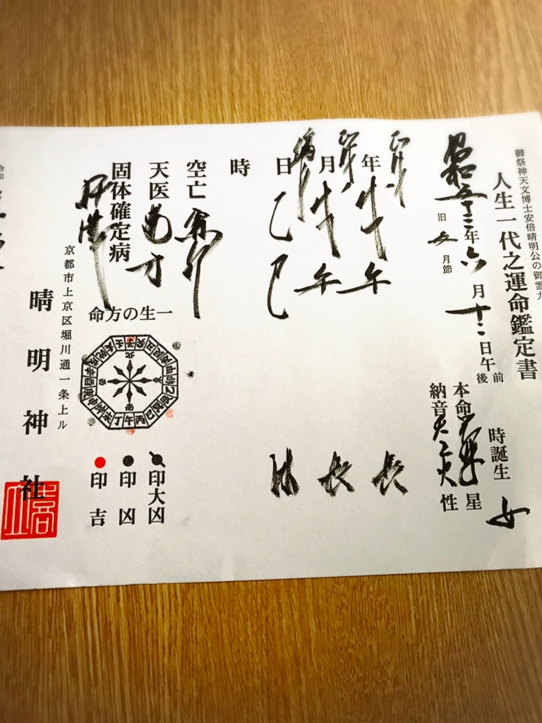 晴明神社で占ってもらった話 安倍晴明さんの運命鑑定書 Dancing In The Rain