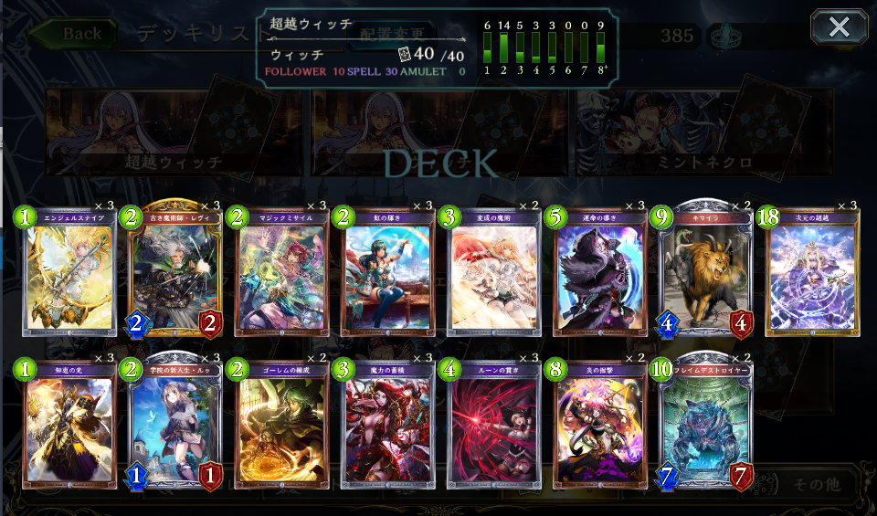 Shadowverse お気に入りのデッキ紹介その２ 超越ウィッチ Tog環境 もの置き