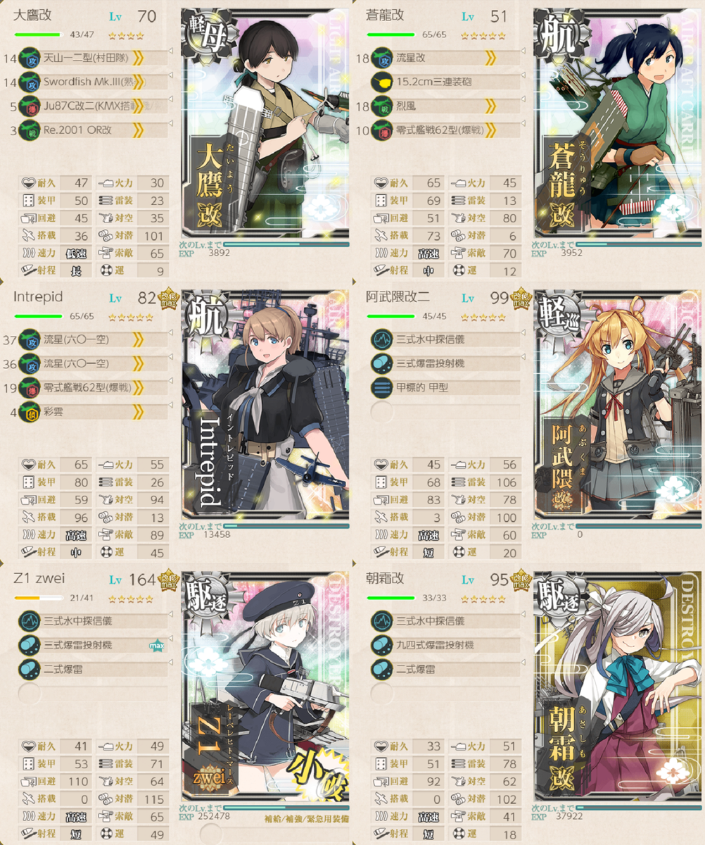 4 4 大鷹改育成 艦これ 編成メモなど