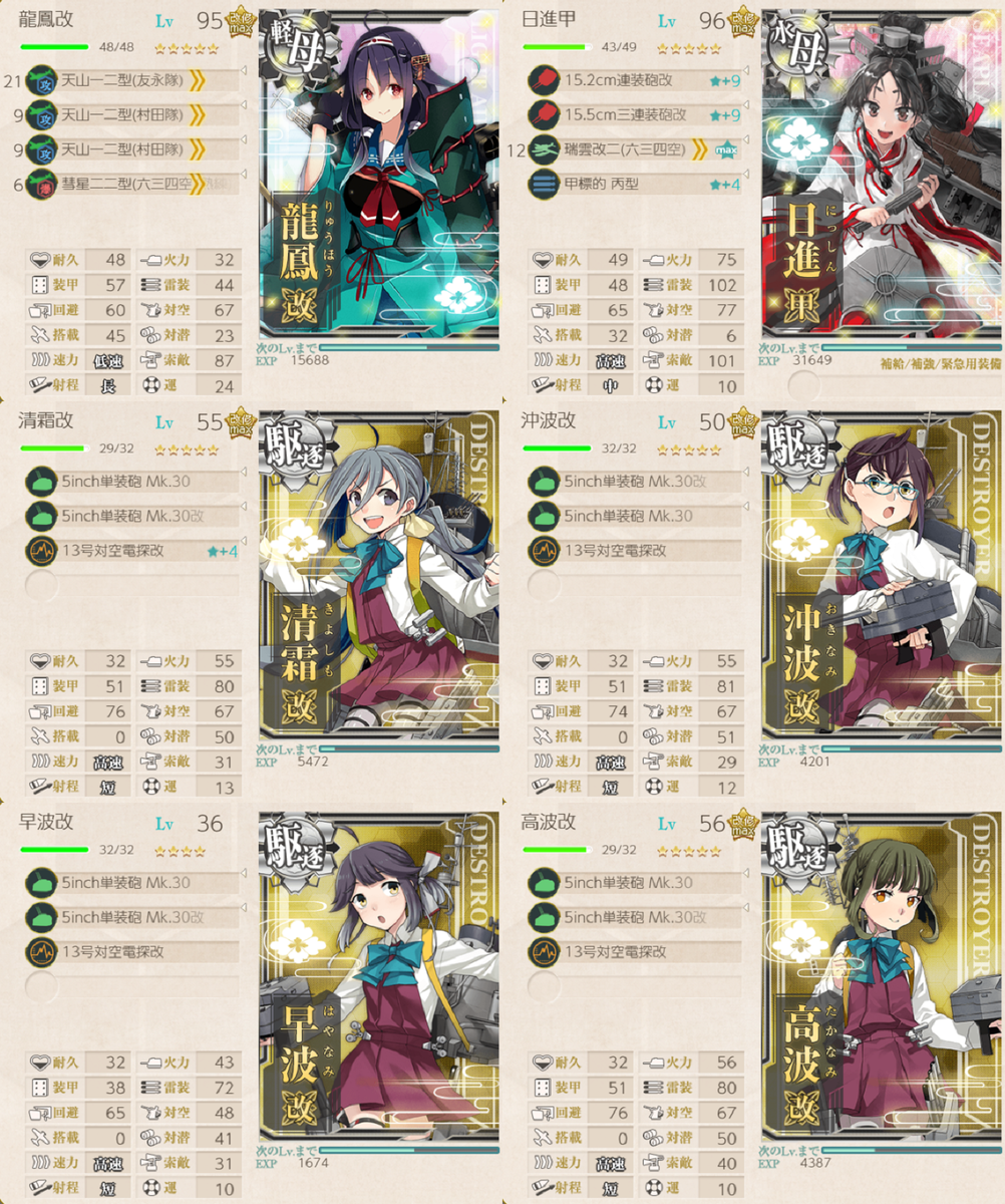 艦これ マンスリー Eo編成 第二期の出撃編成まとめ 艦これ 編成メモなど