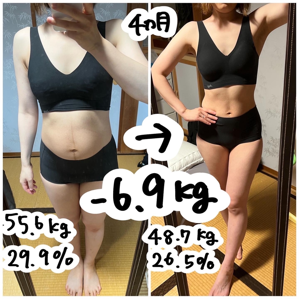 産後ダイエットの結果〜4ヶ月でマイナス6.9kgしました。問題はここから