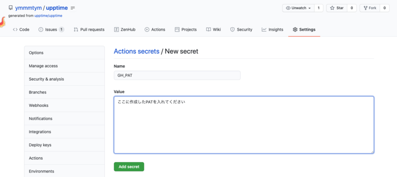Add Secret