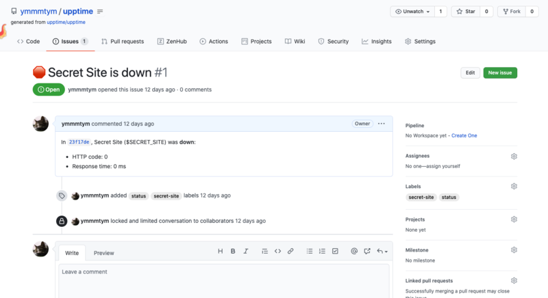 Upptime Opened Issue