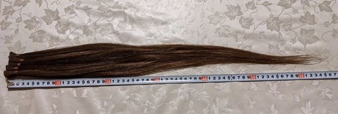 切った後の髪。先端までで65cmくらいでした。