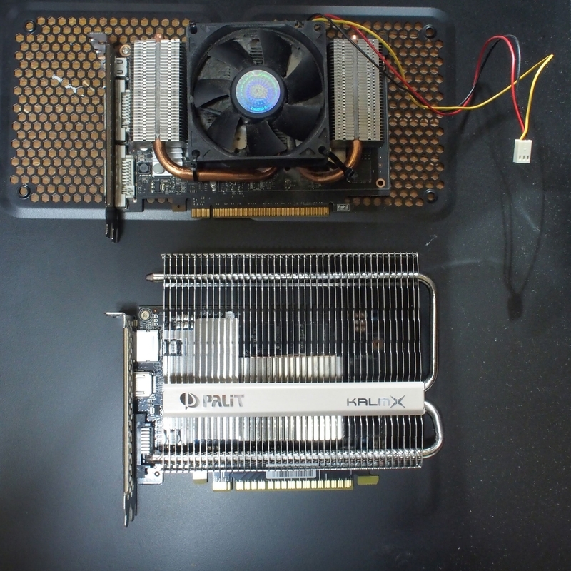 ファンが付いていない無音のグラフィックボード、Geforce GTX 1050Ti