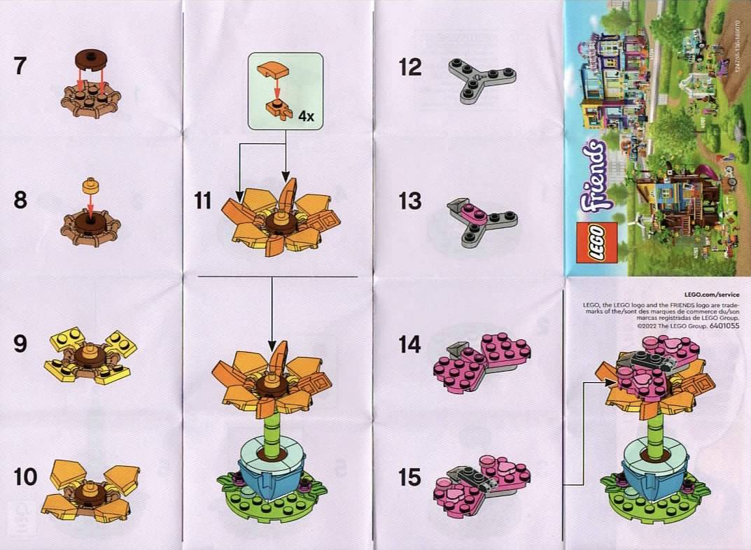 レゴ®︎フレンズ：LEGO®︎30417 お花と蝶々のミニセット、ハートパーツ