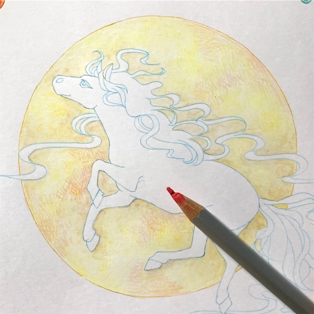 水彩&ボールペンイラスト#4 🌕白馬と月🐴 - よもとら diary