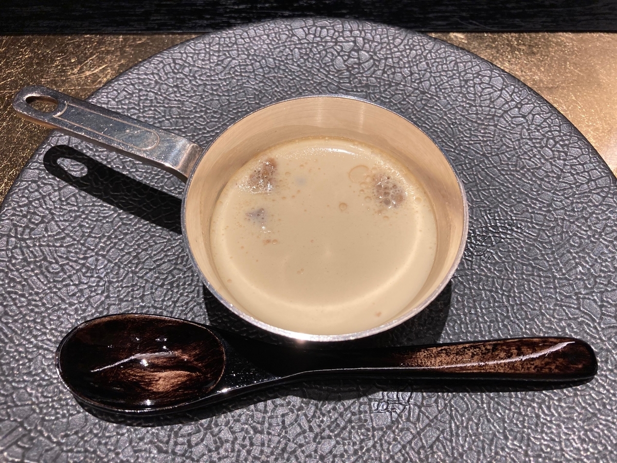 アミューズ、鉄板焼き、洋風茶碗蒸し、桜