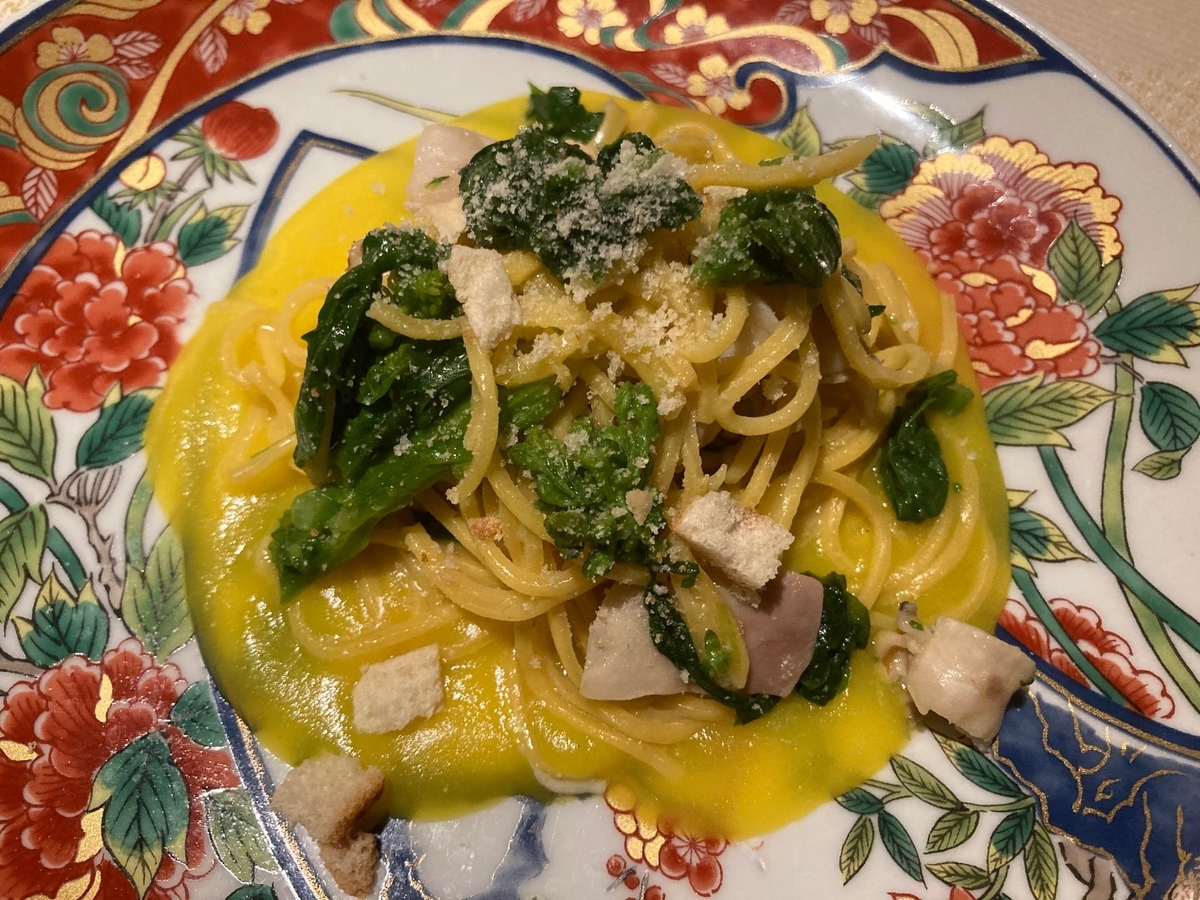 タリオリーニ、パスタ、菜の花、エボルタ