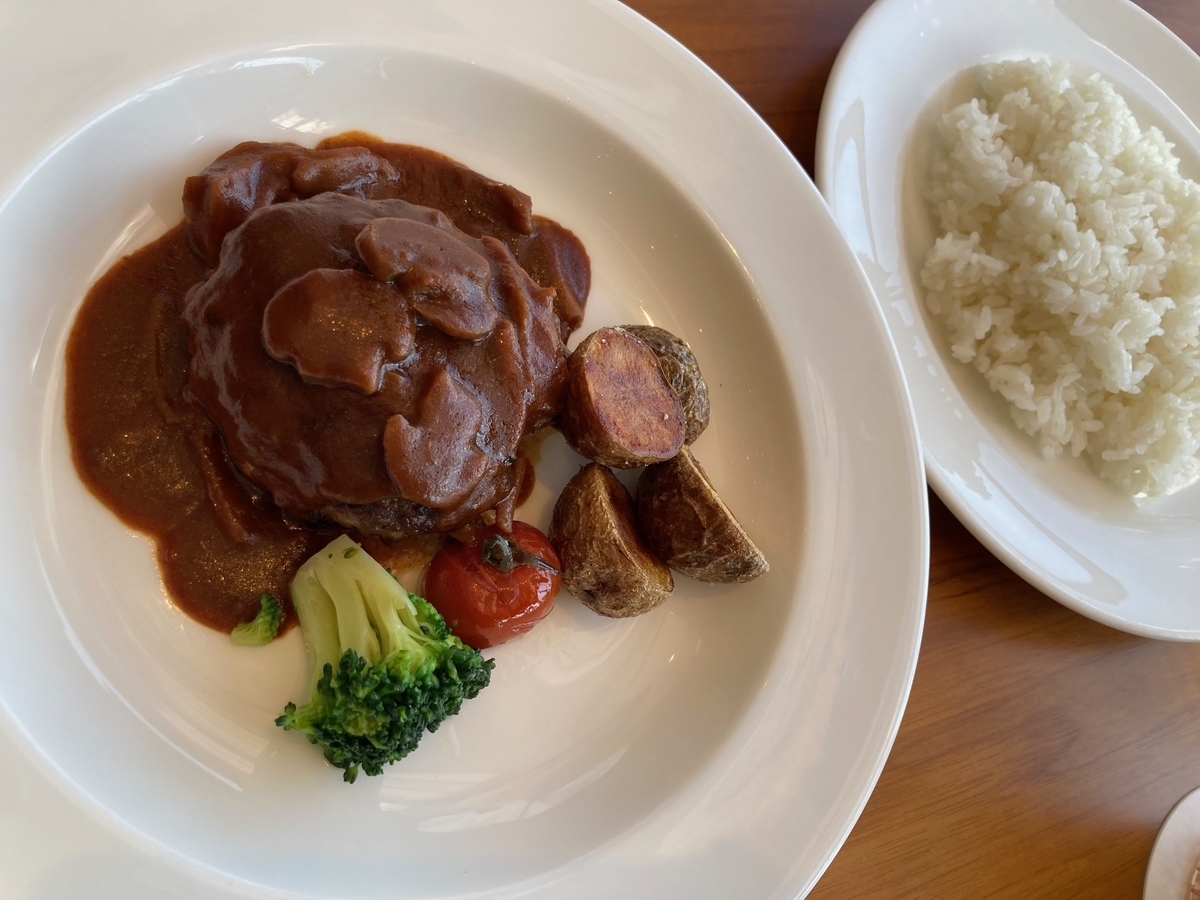 ハンバーグ、ライス、ランチ