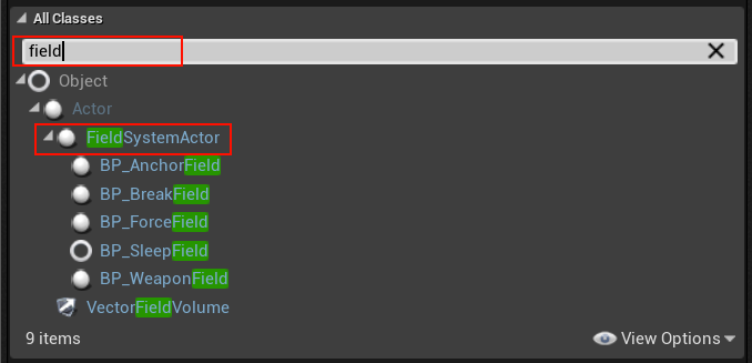 FieldSystemActorの選択