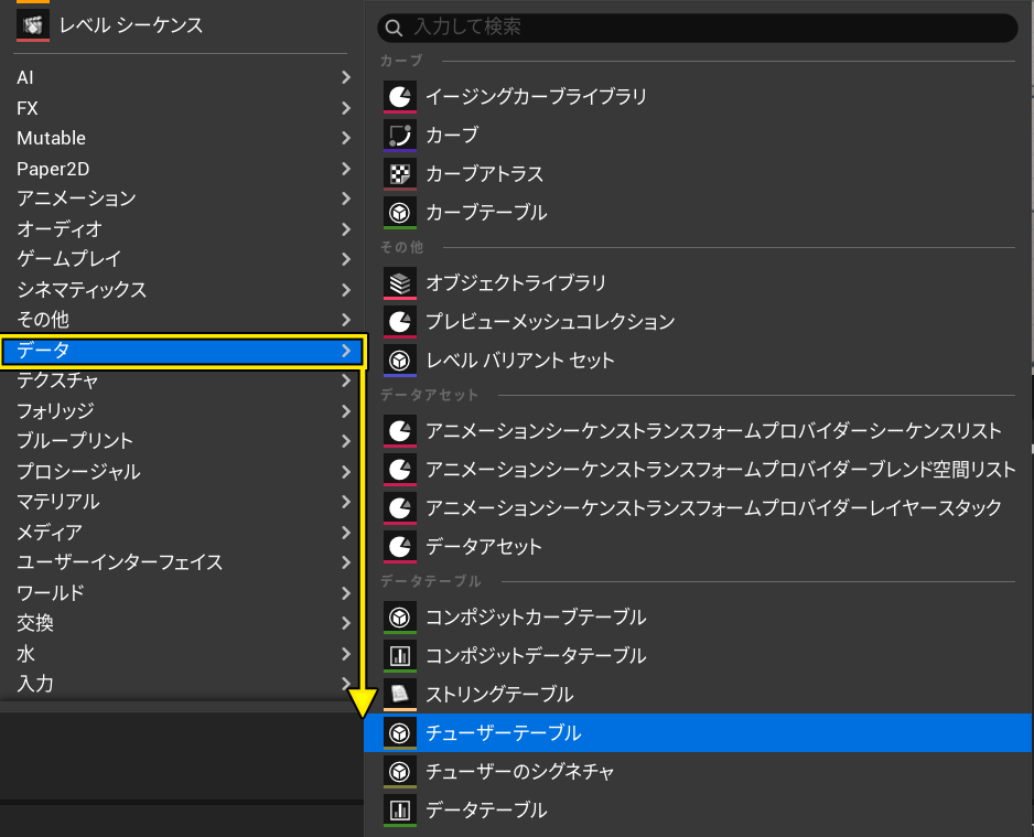 チューザーテーブルの作成