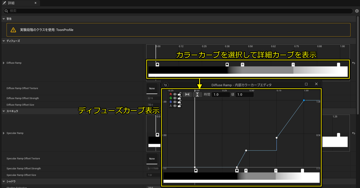 ディフューズのカラーカーブ設定