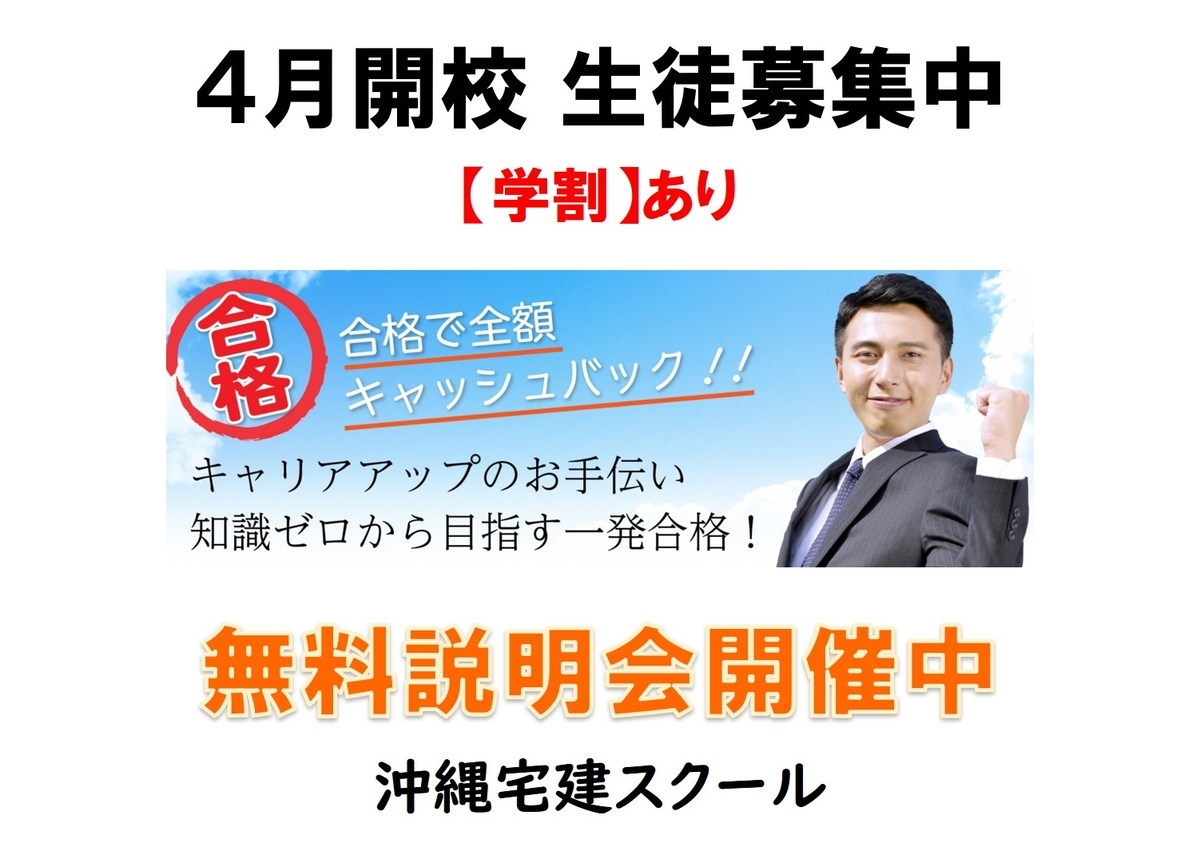 合格者に全額返金の沖縄宅建スクール