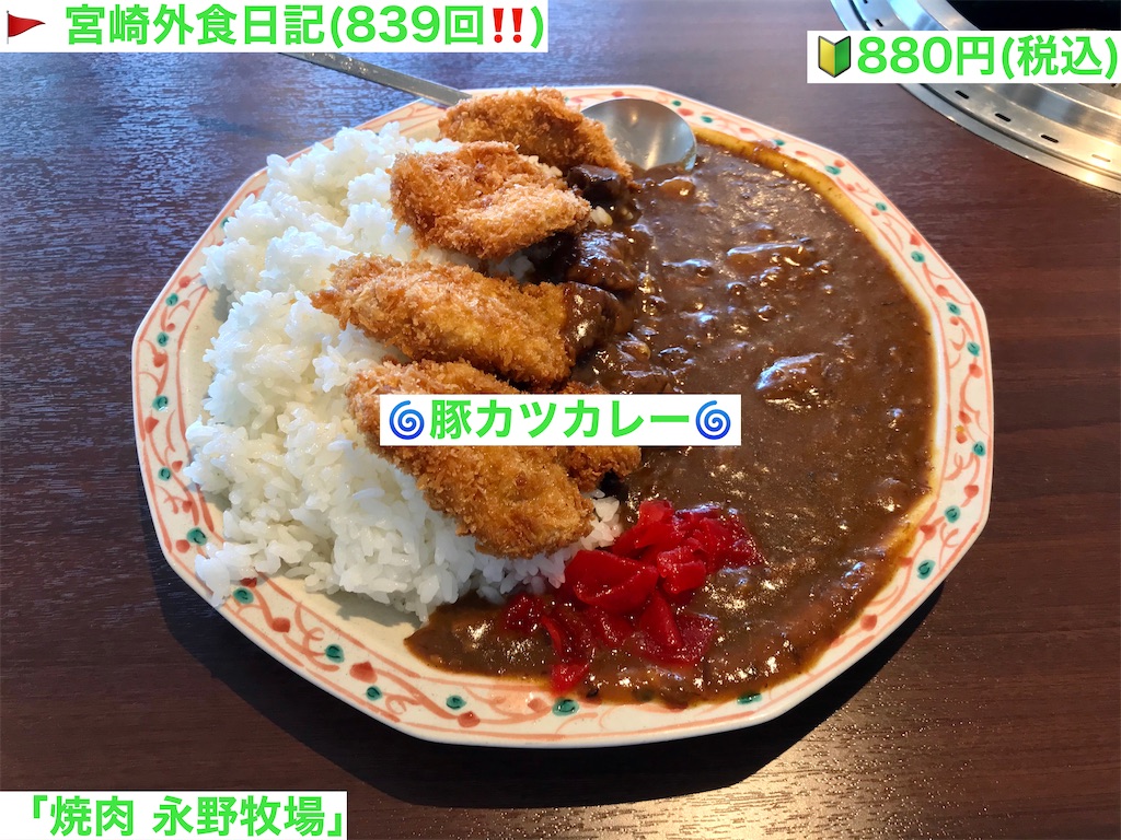 外食日記 9 宮崎ランチ 焼肉 永野牧場 より 豚カツカレー 宮崎外食日記