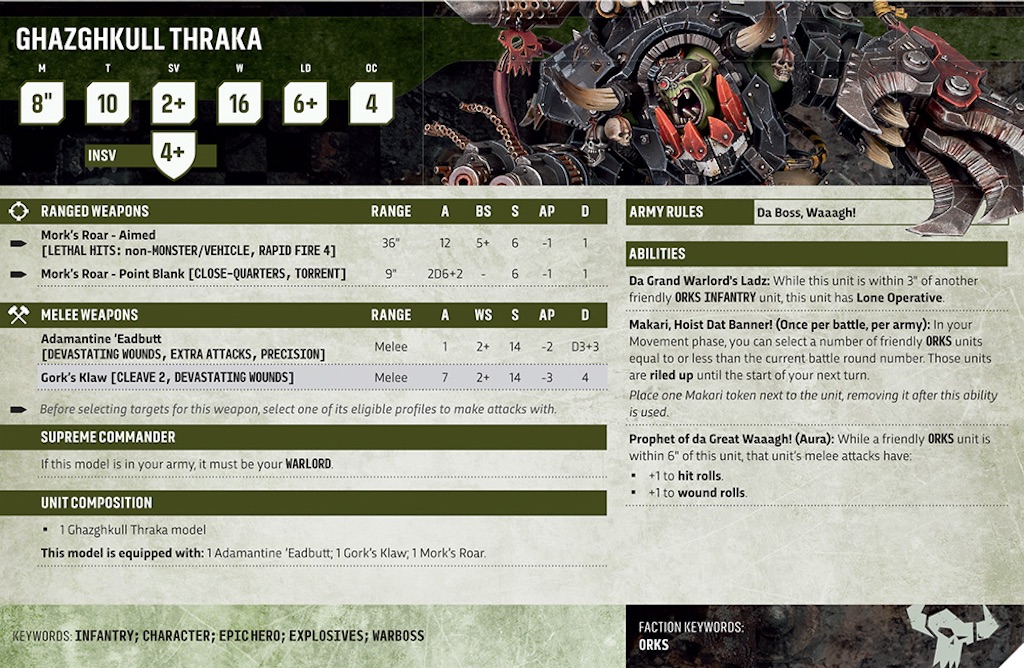 40k】オルクのデータシートちょいみせ - たるいのウォーハンマーブログ