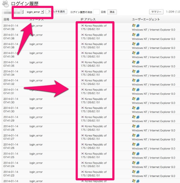 Crazy Bone(狂骨)の不正IP一覧表示