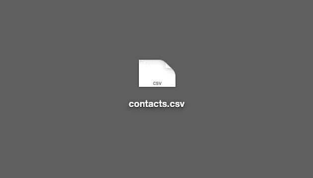 「contacts.csv」というファイル名で書き出される
