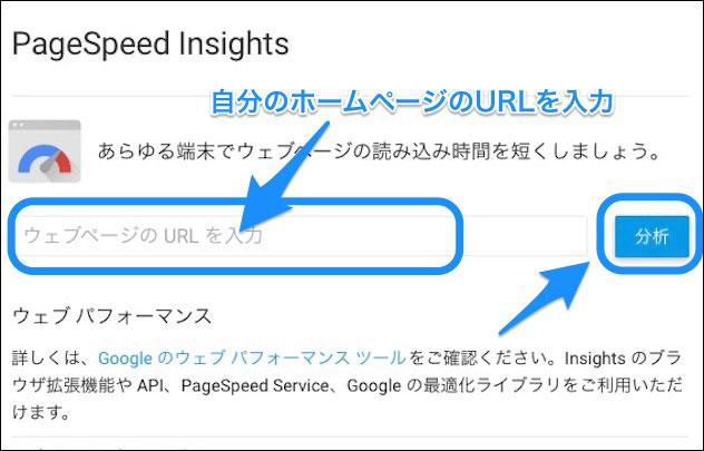 Google PageSpeed Insights サイト画面