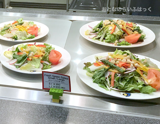 グリーンサラダ　Sサイズ350円　Lサイズ500円