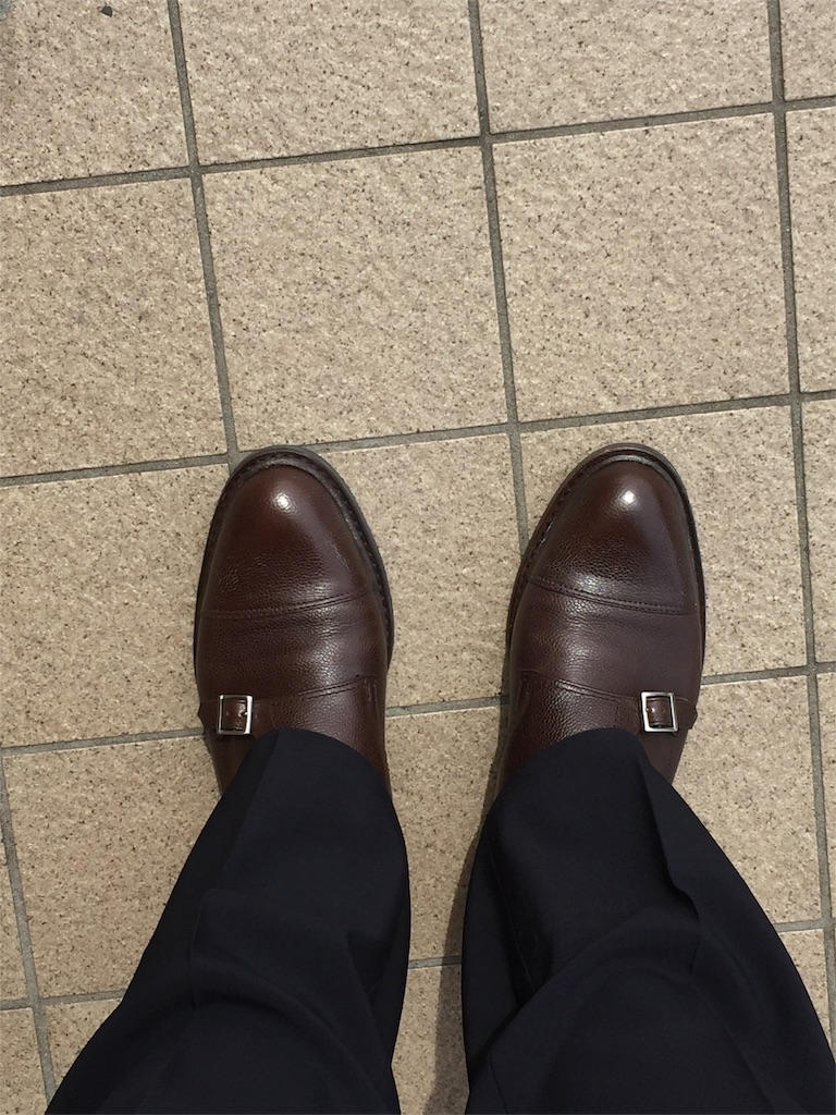 paraboot poe はビジネス カジュアル 兼用のシボ革ダブルモンク - いい