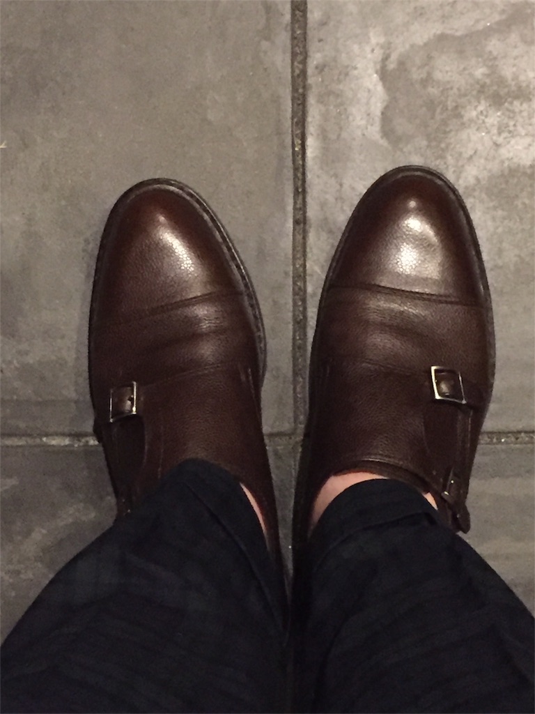 paraboot poe はビジネス カジュアル 兼用のシボ革ダブルモンク - いい