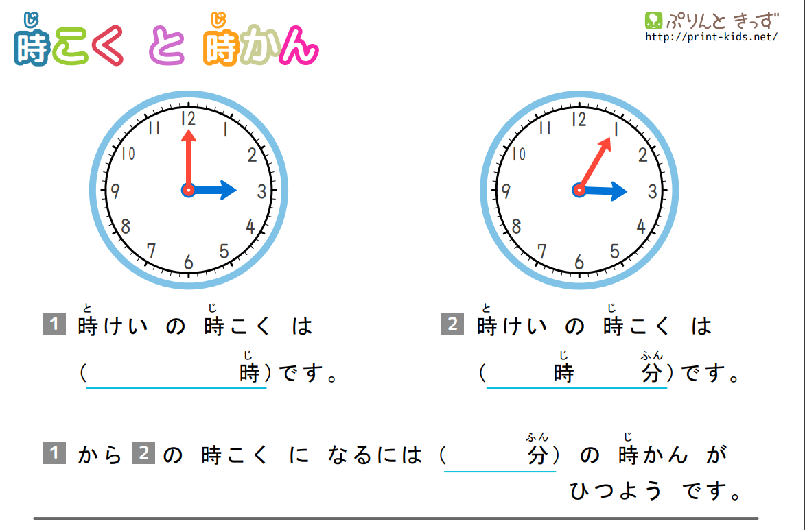 分後は何時？などの勉強】時計・時刻・時間ー勉強編ー - 療育のへや