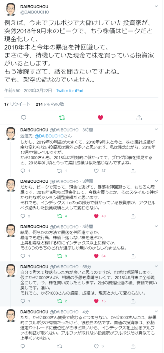 タイミング投資についてのtwitter投稿 90s生まれミレニアル世代のメモ帳 備忘録 アメリカ駐在員日記 タイミング投資についてのtwitter投稿 90s生まれミレニアル世代のメモ帳 備忘録 アメリカ駐在員日記