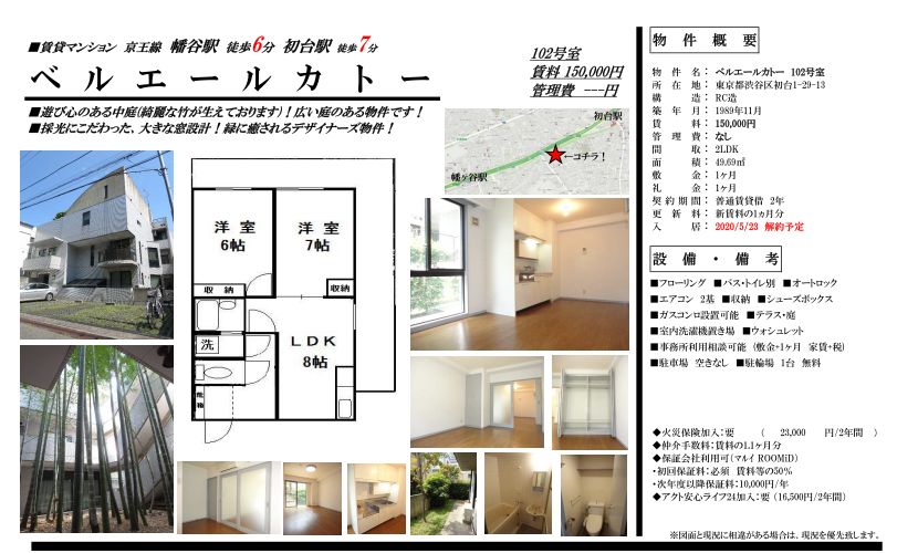 f:id:yoyogiuehararealestate:20200427095945j:plain ベルエールカトー 代々木上原賃貸 Century21住新センター