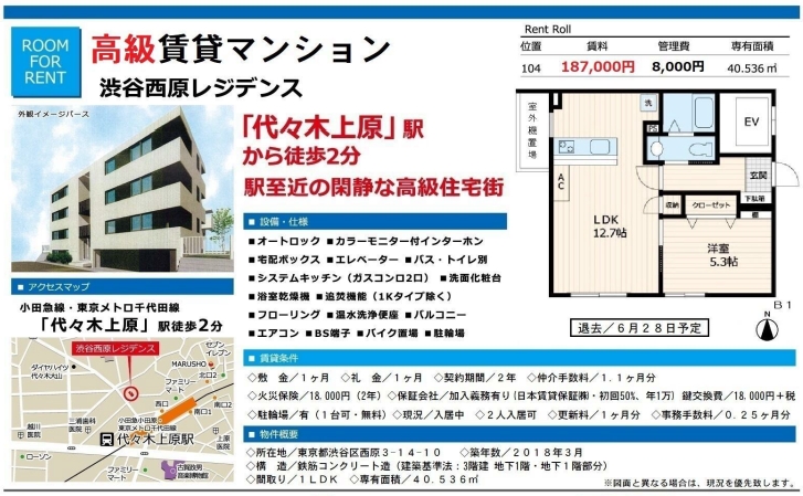 f:id:yoyogiuehararealestate:20200620093926j:plain 代々木上原駅 代々木公園駅 代々木八幡駅 幡ヶ谷駅 上原 西原 大山町 元代々木町 代々木 富ヶ谷 駒場 賃貸 引っ越し 物件