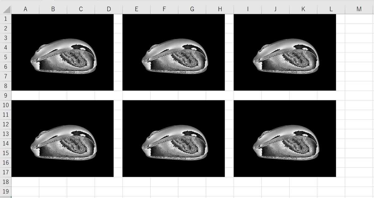 複数画像が張り付けられたエクセルシートサンプル
