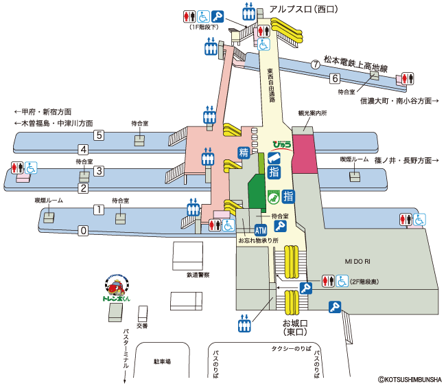 松本駅で、温泉旅のお土産を買う。 温泉好きのお湯