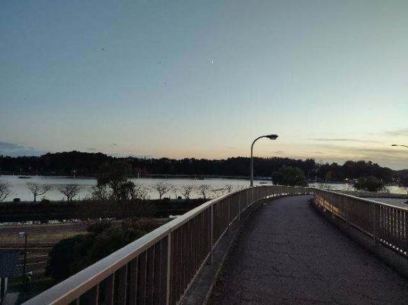 偕楽園近くの橋から見る千波湖