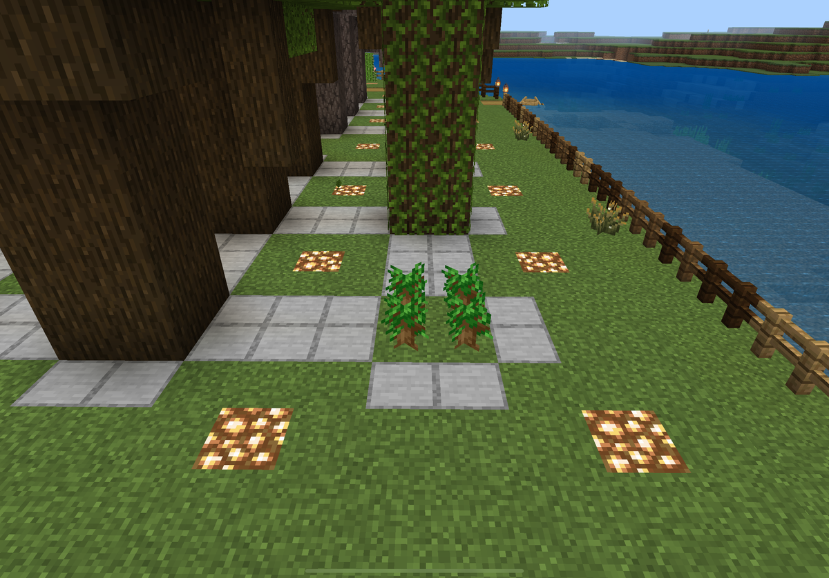 木材全種類。植林場が完成しました!|平原開拓編 #2|マイクラ - ゆいのまったりゲーム日記