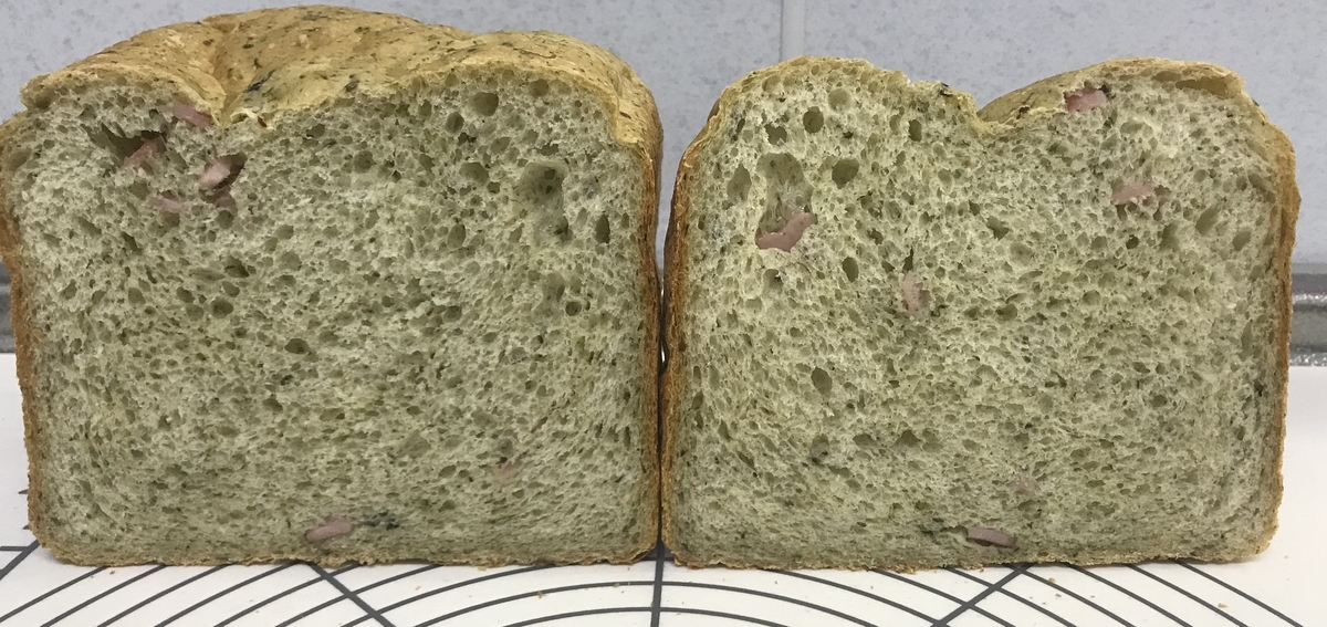 ほうれん草　ハム　食パン　断面