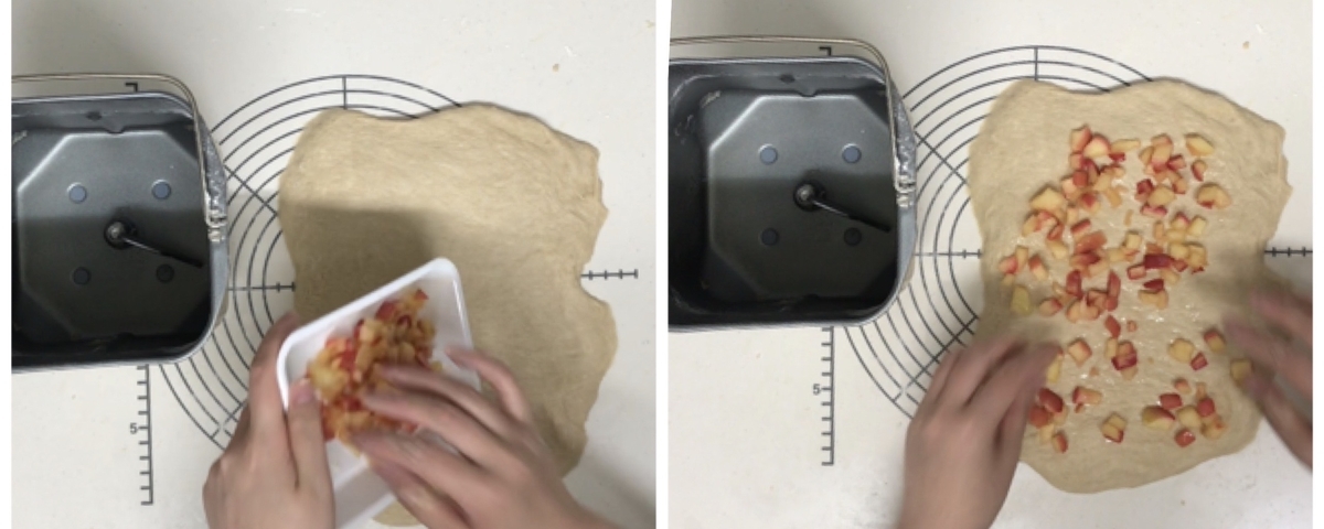 パン作り　りんご　プレザーブ　混ぜ込み方