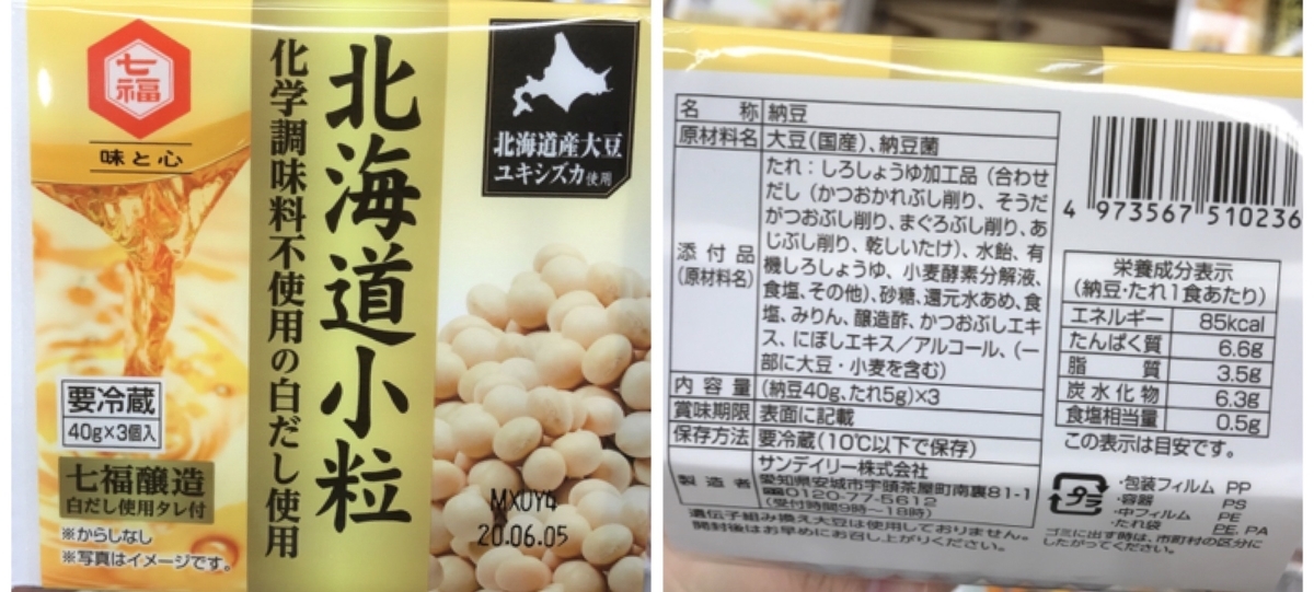 サンデイリー 北海道小粒 原材料 アレルゲン