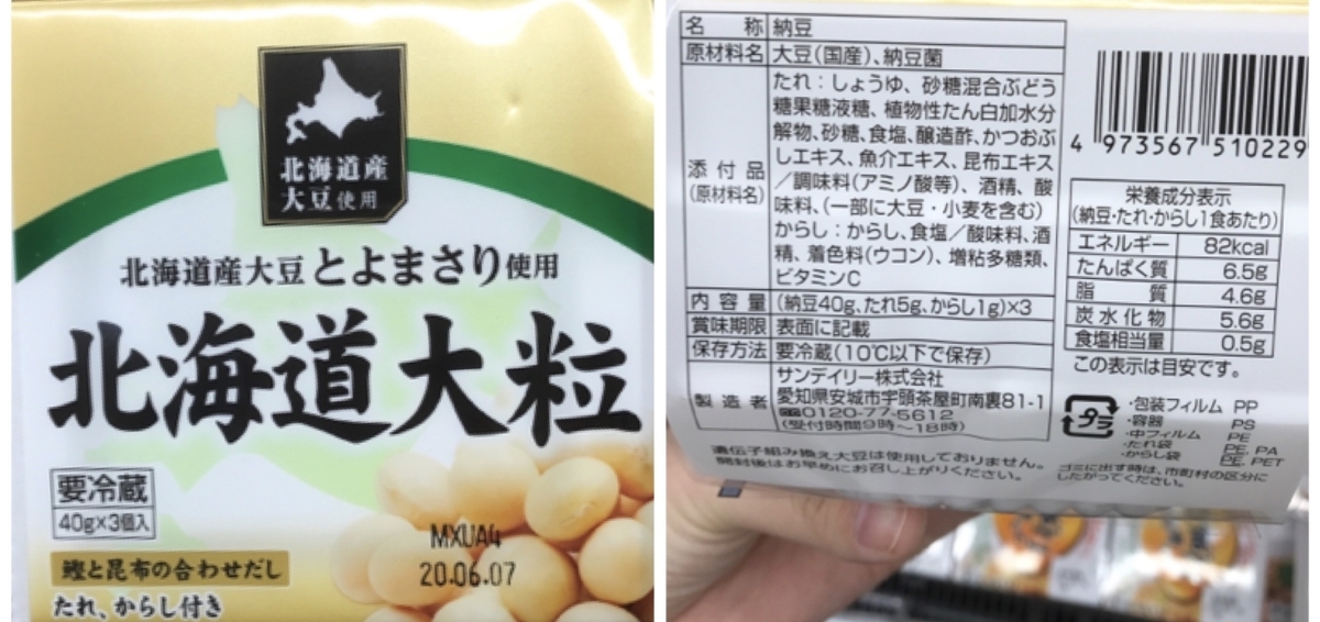 サンデイリー 北海道大粒 原材料 アレルゲン