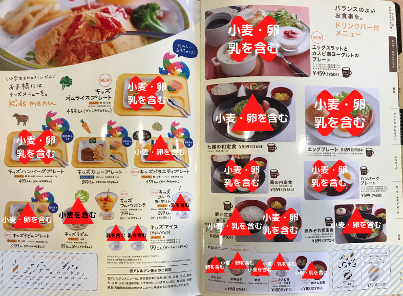 ジョイフル Joy full アレルゲン メニュー 卵不使用 乳製品不使用 小麦不使用 キッズ モーニング