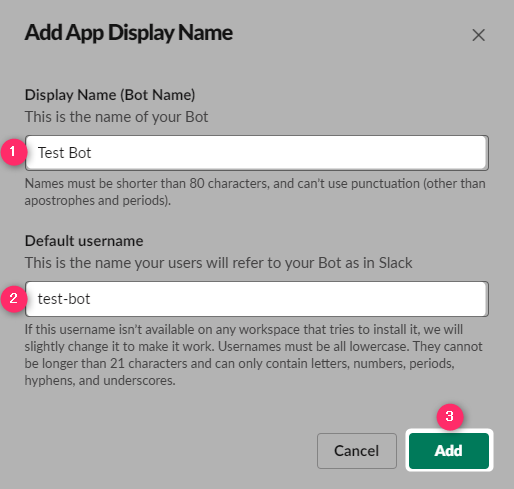 Slack Bot Display Name