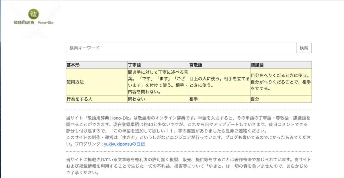 オンライン敬語辞典 Hono Dic 敬語専用検索サイトの使い方 Engineerの研鑽