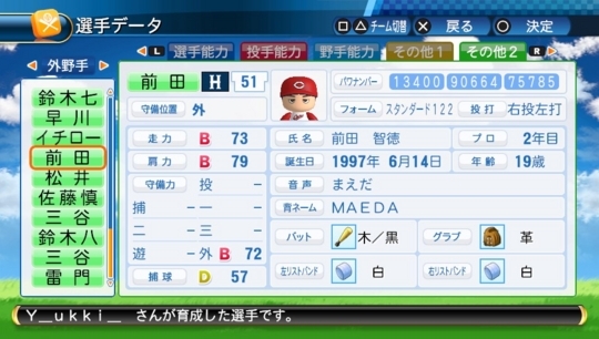パワプロ16 再現選手 前田智徳 1991ver ゆっきーのゲーム日記