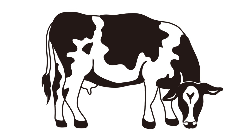 横向きに立っている牛のイラスト