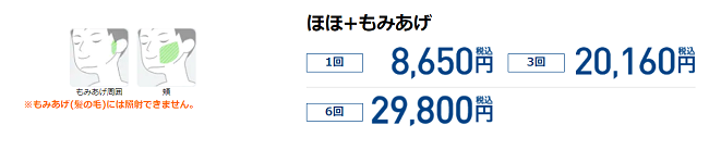 頬だけのヒゲ脱毛プランはなく、もみあげとセット