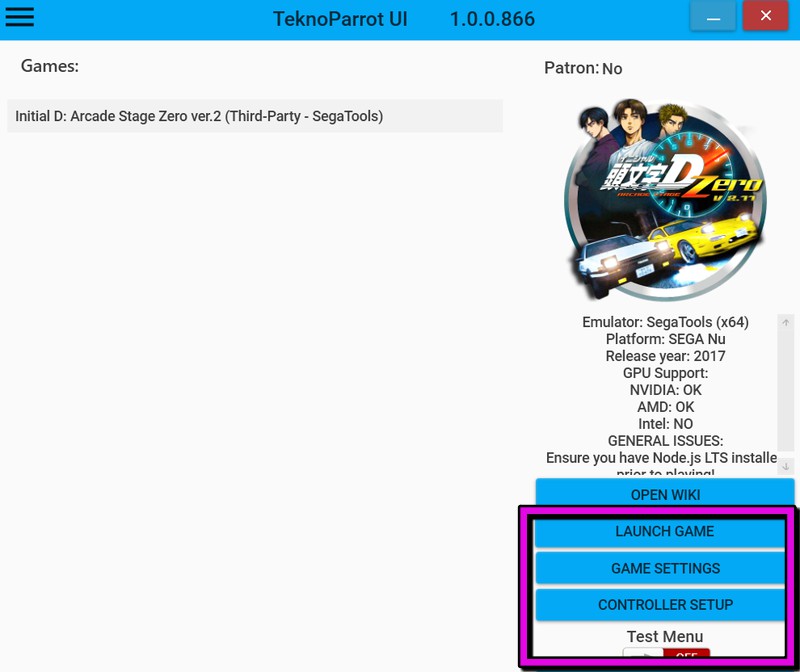 ゲームに使うのは4つの項目