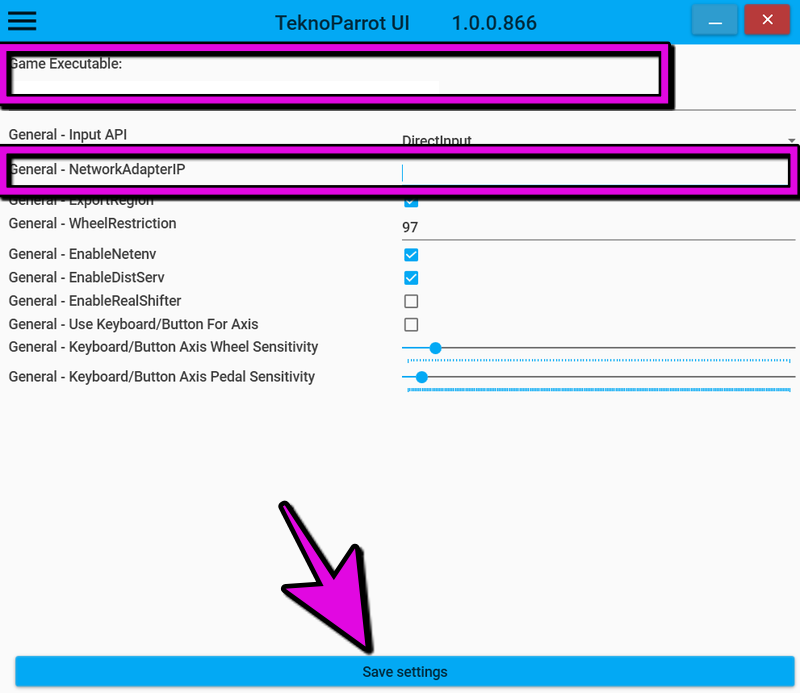 LAUNCH GAMEの設定