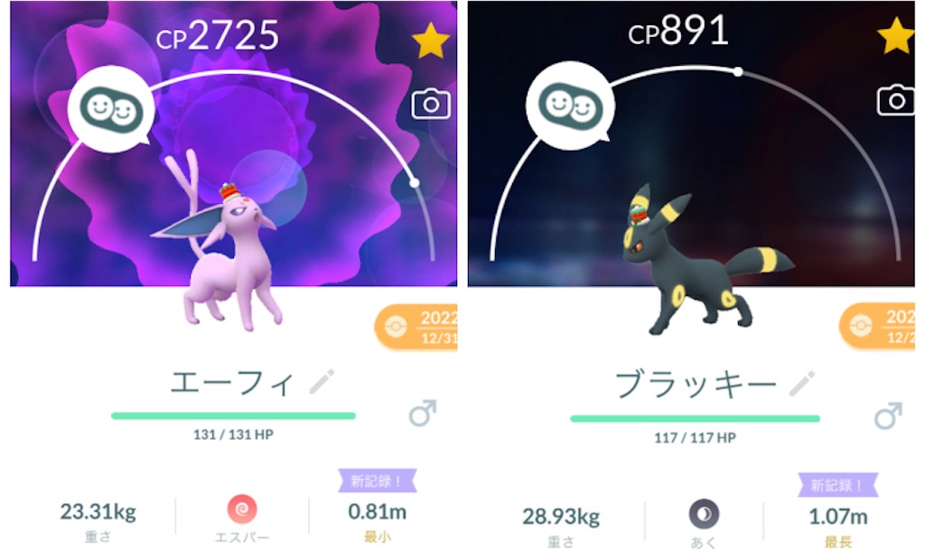 ポケモンgo やっとホリデーハットのイーブイをエーフィとブラッキーに進化させました Momo Blog