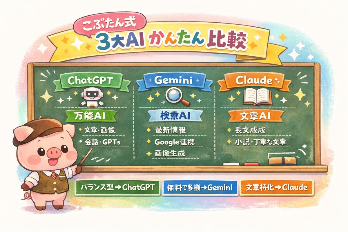 こぶたんの無料版AIの比較ランキング表